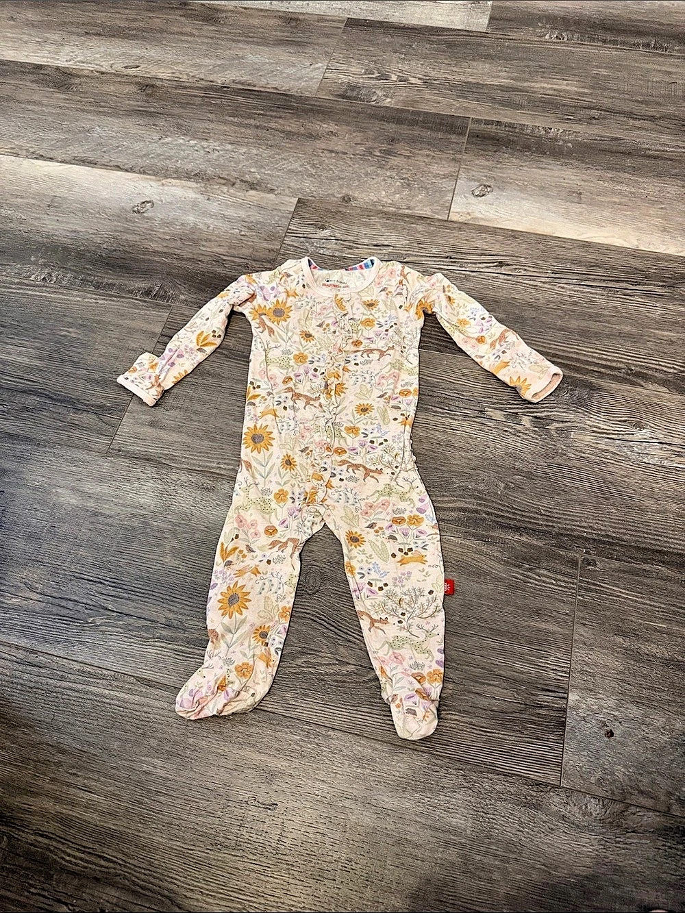 Magnetic Me Modal Magnetic Footie Floral Pink & Yellow Baby 3-6 Months